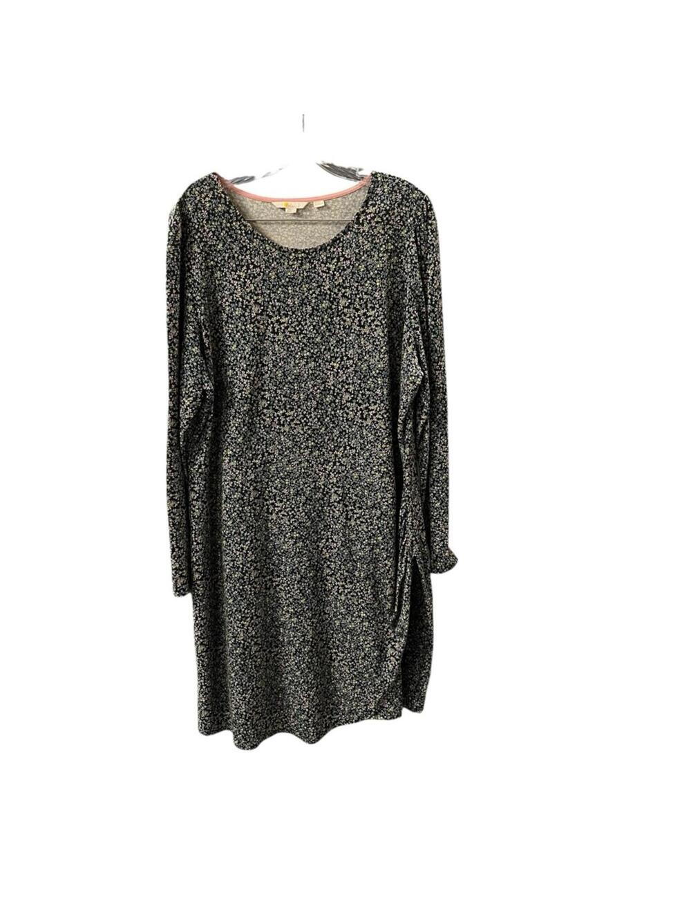 Boden Faux wrap midi dress Women 20/22R floral black blue pink long sleeve